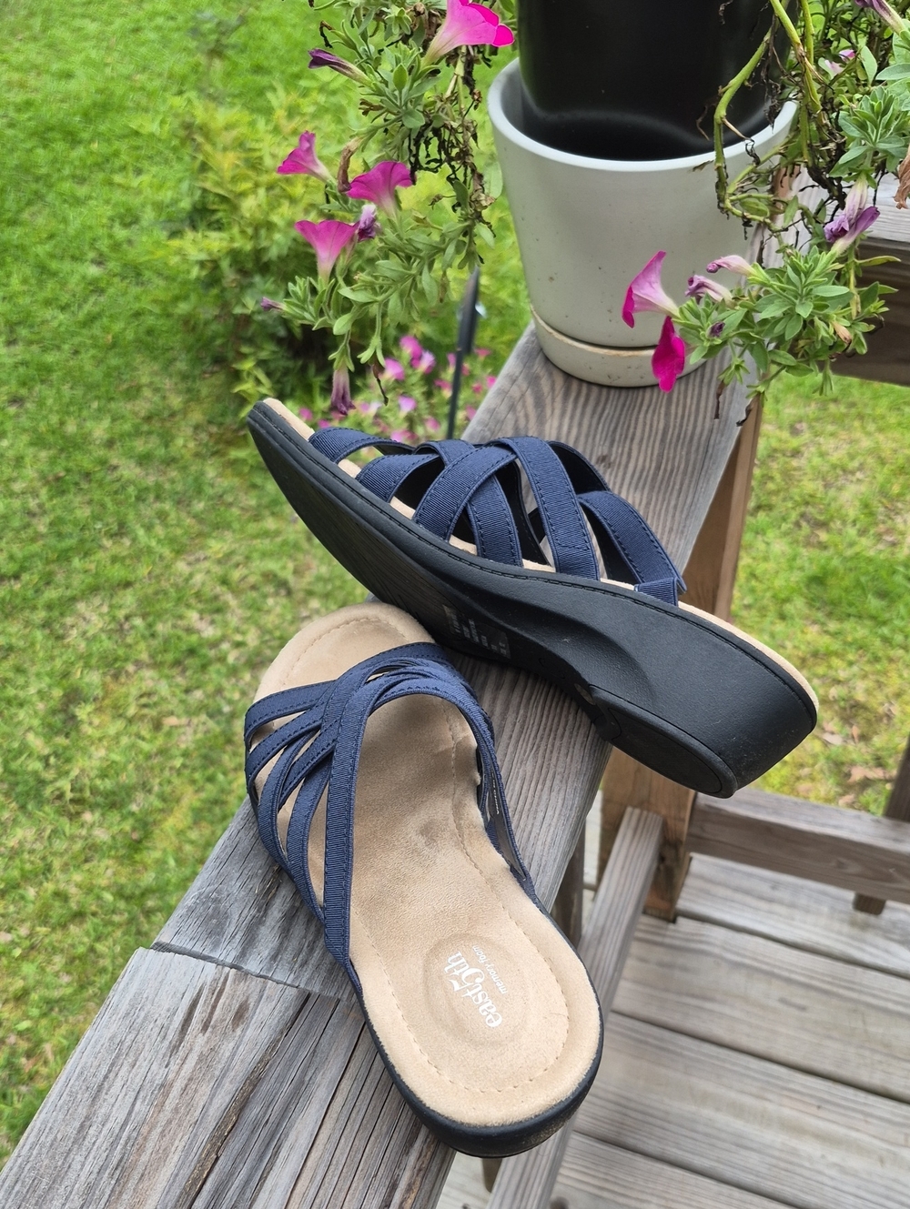 East 5th Navy Blue Strappy Slide Sandals
